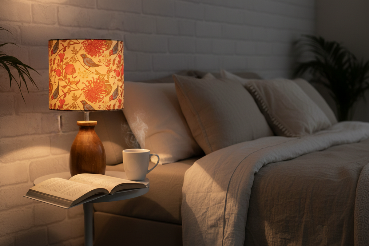 Soft Glow Bedside Table Lamp in a cozy warm bedroom setting